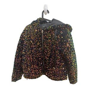 Sequin Hood Puffer Jacket